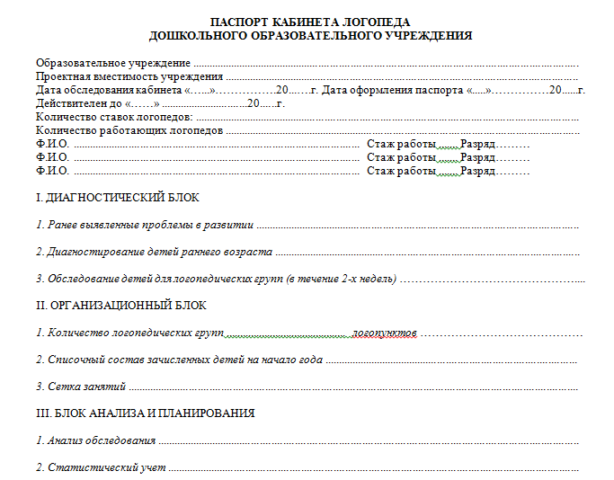 Паспорт кабинета логопеда. Блог Лого-Эксперт